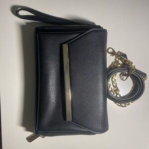 Madison West Black Shoulder Bag with Gold Accent